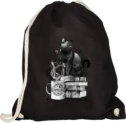 Cat books and coffee