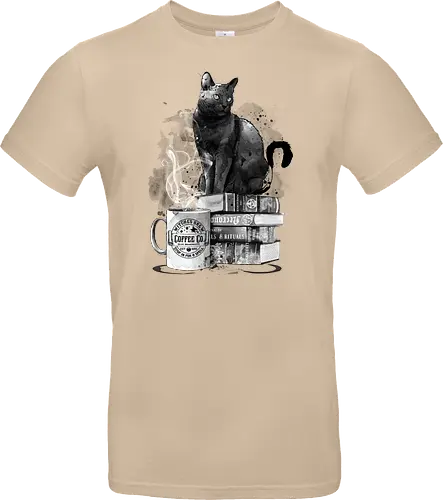 Cat books and coffee