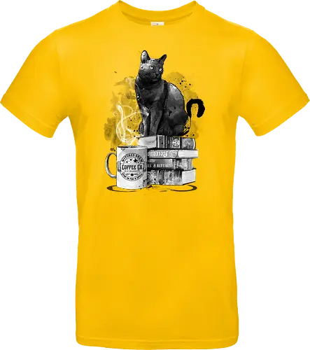 Cat books and coffee