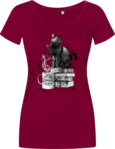 Cat books and coffee