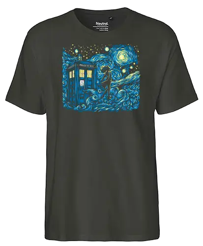 Dreams of Time and Space - starry night, stars, timetravel, doctor, who - Fairtrade T-Shirt