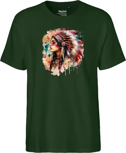 Native american woman watercolor - native, Native american - Fairtrade T-Shirt