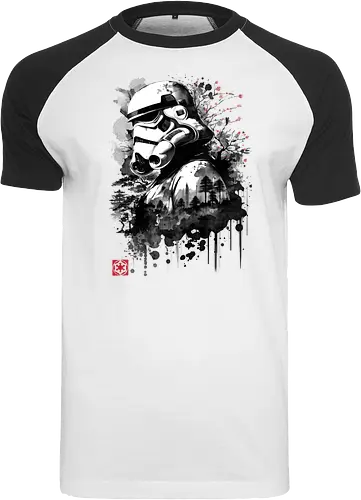 Trooper in the forest sumi e - space opera, scifi, space - Raglan T-Shirt