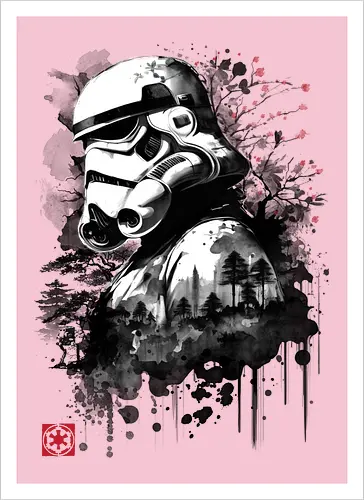 Trooper in the forest sumi e