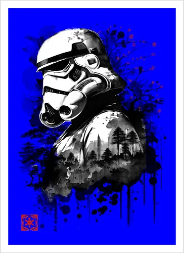 Trooper in the forest sumi e - space opera, scifi, space - Kunstdruck