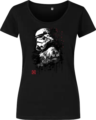 Trooper in the forest sumi e - space opera, scifi, space - Damen T-Shirt