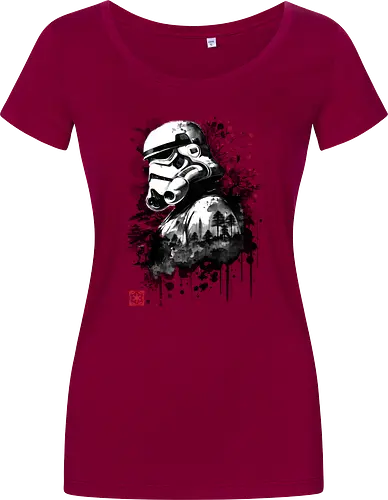 Trooper in the forest sumi e - space opera, scifi, space - Damen T-Shirt