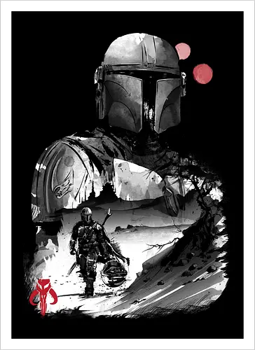 The bounty hunter in the desert sumi e