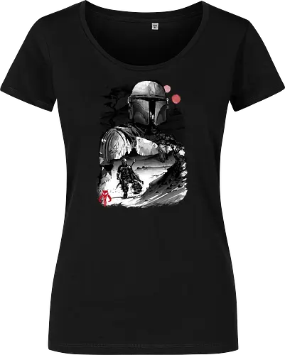 The bounty hunter in the desert sumi e
