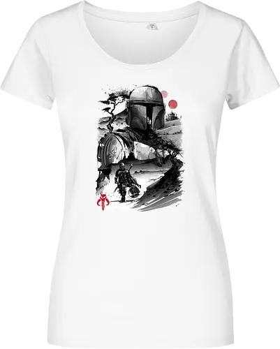 The bounty hunter in the desert sumi e