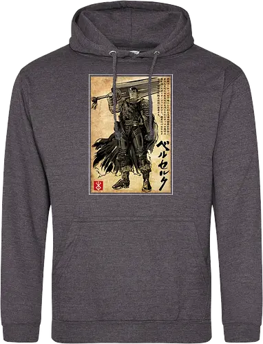 Black swordsman woodblock