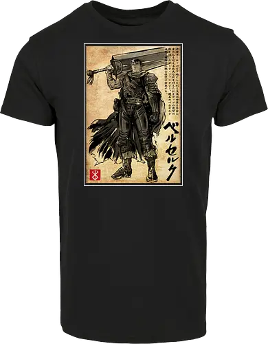 Black swordsman woodblock