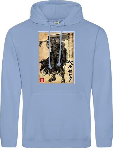 Black swordsman woodblock