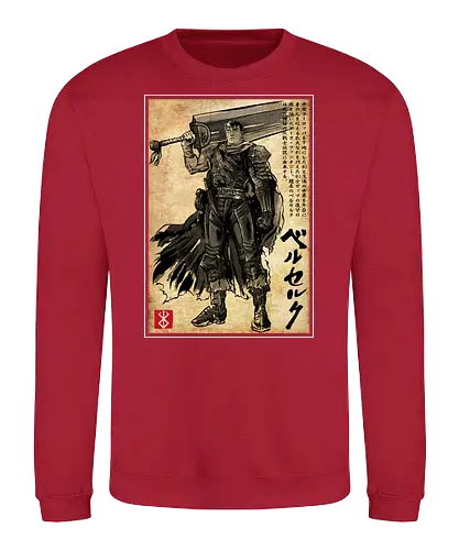 Black swordsman woodblock - japan, anime - Sweatshirt