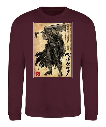 Black swordsman woodblock - japan, anime - Sweatshirt