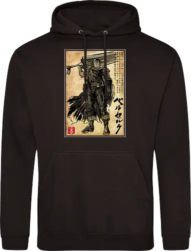 Black swordsman woodblock