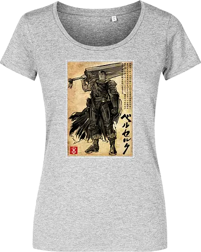 Black swordsman woodblock