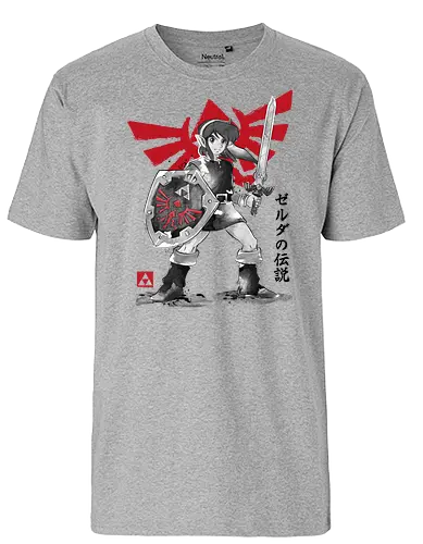 Legendary hero sumi e - Hero of Time, japan, gaming, sumi-e, Princess - Fairtrade T-Shirt