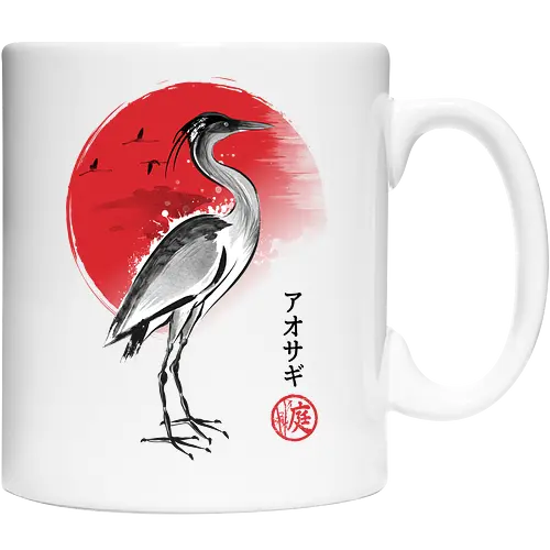 Heron sumi e