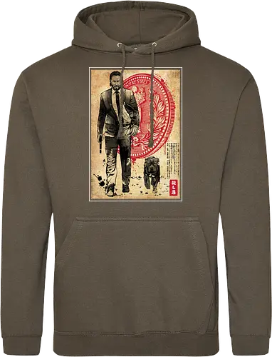 Lone hitman and cub woodblock