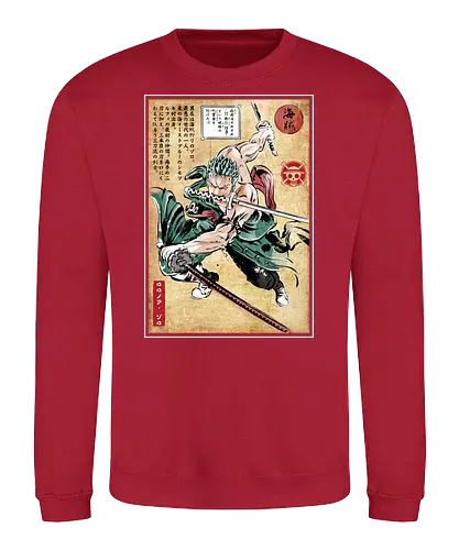 Pirate hunter woodblock - anime, manga, straw hat pirates, luffy - Sweatshirt