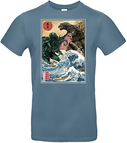 King of the monsters vs great old one - horror, movie, vs, wave, kanagawa, kaiju - Standard T-Shirt