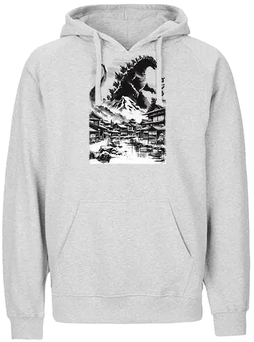 The king in the Japanese village - kaiju, monster, horror, japan - Fairtrade Hoodie