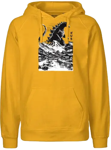 The king in the Japanese village - kaiju, monster, horror, japan - Fairtrade Hoodie