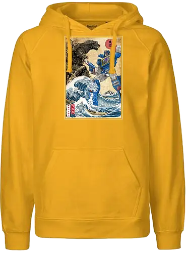 King of the monster vs soundwave - mash up, kaiju, mecha, robot, gundam, Roboter, wave - Fairtrade Hoodie
