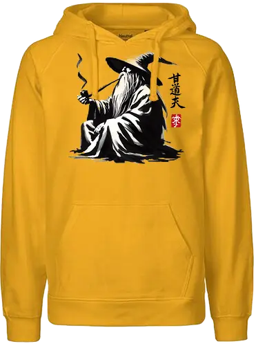 The grey wizard - fantasy, Fellowship, ring, wizard, kanji - Fairtrade Hoodie
