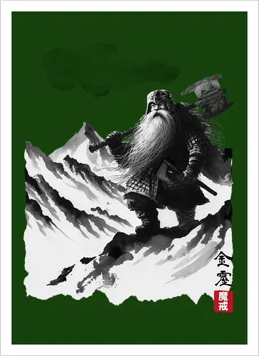 The dwarf's journey - dwarf, zwerg, Fellowship, ring, sumi-e - Kunstdruck