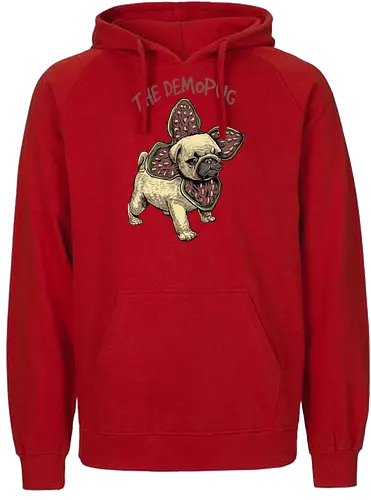 The DemoPug - stranger kids, dog, retro, eighties, 80s, series, tv, lucas, dustin, mike, will, eleven, pug, hund - Fairtrade Hoodie