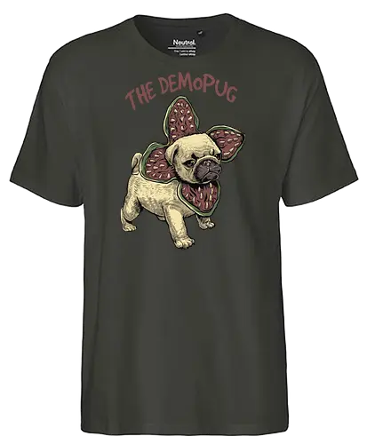 The DemoPug - stranger kids, dog, retro, eighties, 80s, series, tv, lucas, dustin, mike, will, eleven, pug, hund - Fairtrade T-Shirt