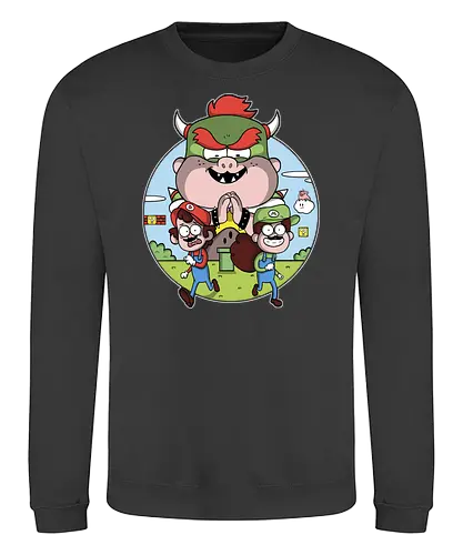 Super Mystery Bros - mario, luigi, dipper, mabel, gideon, waddles, mashup - Sweatshirt