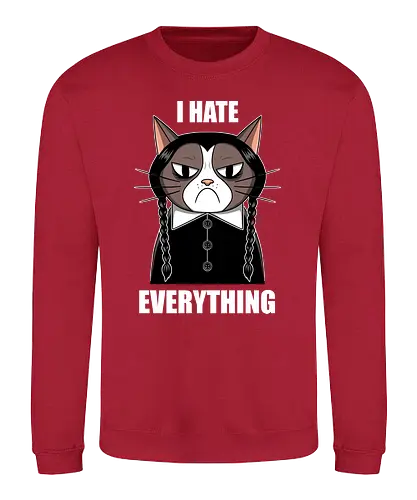 Grumpy Addams - grumpy, cat, addams family, horror, fun, meme, comedy - Sweatshirt