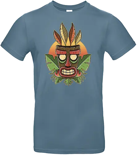 Tiki Sunset - tiki, mask, crash, bandicoot, jump'n'run, platformer, aku, gaming, retro, retrogames - Standard T-Shirt