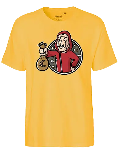 Maskboy - haus des geldes, vaultboy, dali, maske, heist, fallout, mashup, gaming, games, professor, berlin, tokio, rio - Fairtrade T-Shirt