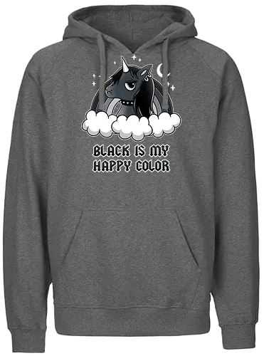 Black Unicorn - metal, black metal, pony, unicorn, einhorn - Fairtrade Hoodie