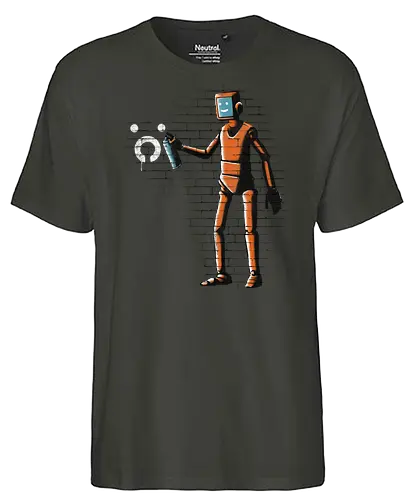 Outsider graffiti - robot, stray, cat, katze, cute, friend - Fairtrade T-Shirt