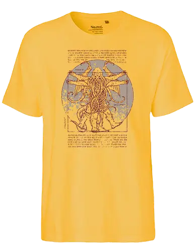 Lovecraftian Man - leonardo, leonardo da vinci, davinci, vitruvian man, mashup, cthulhu, hp lovecraft, lovecraft - Fairtrade T-Shirt