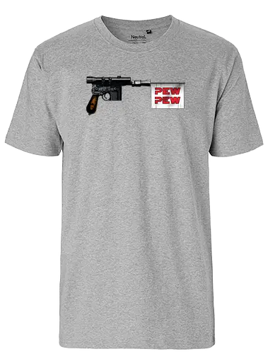 Pew Pew Gun - pewpewpew, pew pew, sci fi, science fiction, nerd, space opera, film, serie, gun, blaster - Fairtrade T-Shirt