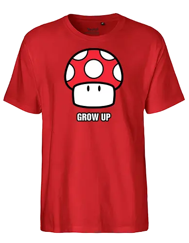 Grow Up - mario, mushroom, level up, grow up, videogames - Fairtrade T-Shirt