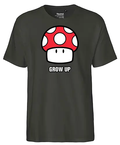 Grow Up - mario, mushroom, level up, grow up, videogames - Fairtrade T-Shirt