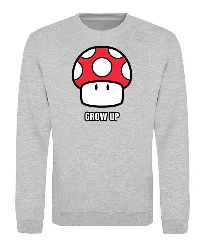Grow Up - mario, mushroom, level up, grow up, videogames - Sweatshirt