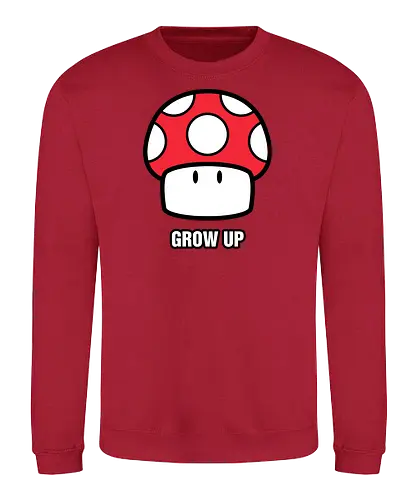 Grow Up - mario, mushroom, level up, grow up, videogames - Sweatshirt