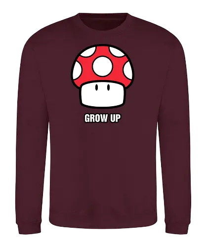 Grow Up - mario, mushroom, level up, grow up, videogames - Sweatshirt