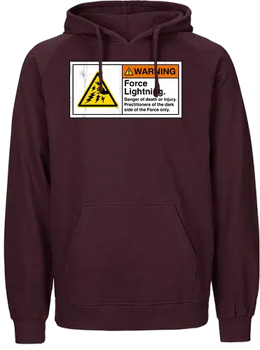 Warning Force Lightning - force, space, space opera, dark side - Fairtrade Hoodie
