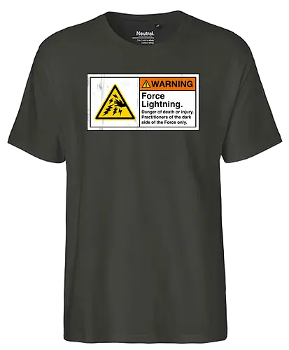 Warning Force Lightning - force, space, space opera, dark side - Fairtrade T-Shirt