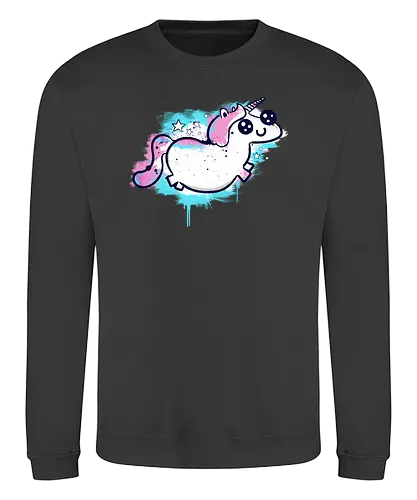 Happy Unicorn - einhorn, unicorn, fantasy, cute, süß, niedlich, graffiti - Sweatshirt
