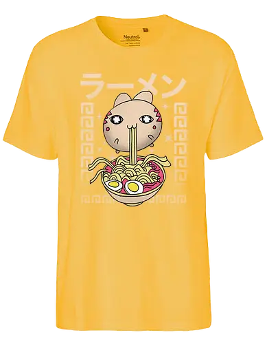 Hungry Cat - neko, katze, cat, ramen, nudeln, essen, cute, niedlich, kawaii, t - Fairtrade T-Shirt
